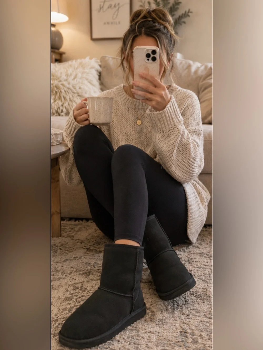 UGG Australia Classic Short 5825 Black Sheepskin Boots Women’s Size 7